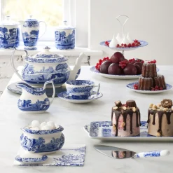 Spode Blue Italian Sukkerskal Med Lokk Hot