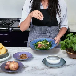 HK Living Home Chef Pastatallerken O28,5 Cm Rustic Blue Fashion