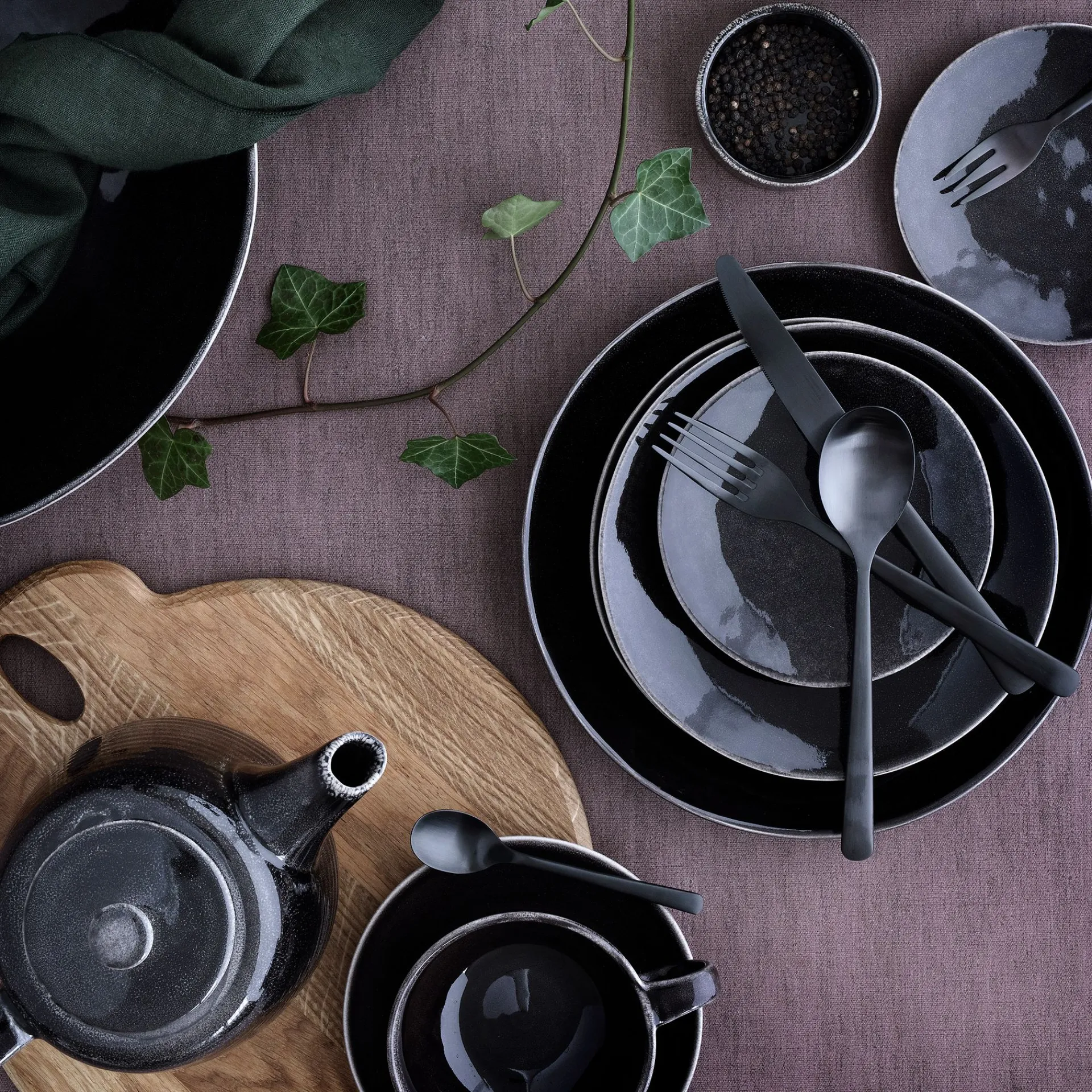 Broste Copenhagen Nordic Coal Tekopp Med Asjett Fashion