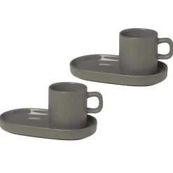 Blomus Pilar Espressokopp Med Fat 2-Stk. Pewter Online