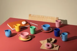 Lyngby Porcelæn Rhombe Tekopp Med Fat Rosa-Sand Hot