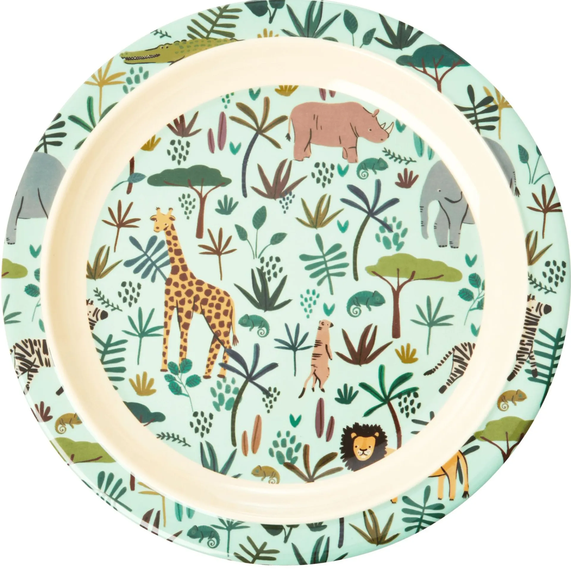 RICE Barnetallerken Jungle Animals Green-Multi Fashion
