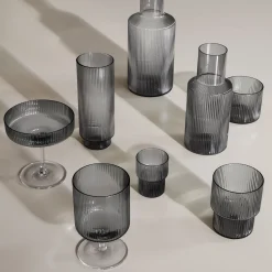 Ferm LIVING Ripple Champagneglass 2-Pakn. Smoked Grey Sale