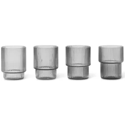 Ferm LIVING Ripple Espressoglass 6 Cl 4-Pakning Smoked Grey Hot