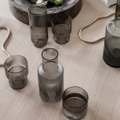 Ferm LIVING Ripple Long Drink Glass 4-Pakk Smoked Grey Sale