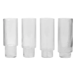 Ferm LIVING Ripple Long Drink Glass 4-Pakk Klar Discount