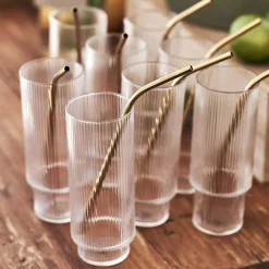 Ferm LIVING Ripple Long Drink Glass 4-Pakk Klar Discount