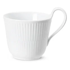 Royal Copenhagen White Fluted Kopp Med Hoyt Handtak Fashion
